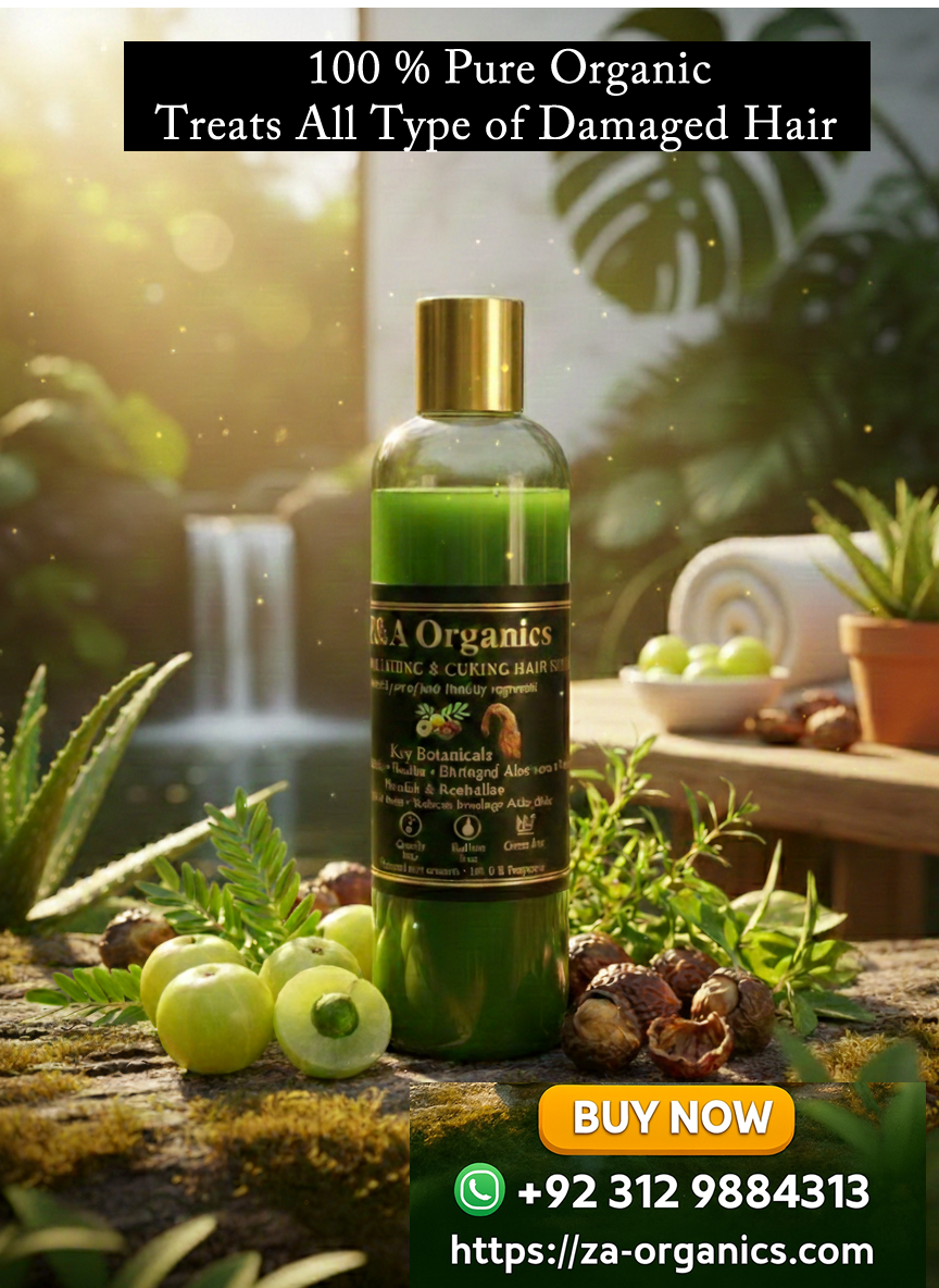 Z&A Organic Shampoo bottle - Herbal hair care with aloe vera, coconut oil and fruit extracts for healthy hair