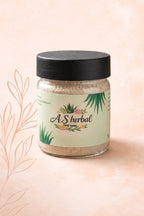 Jar of A.S. Herbal product on a light pink background